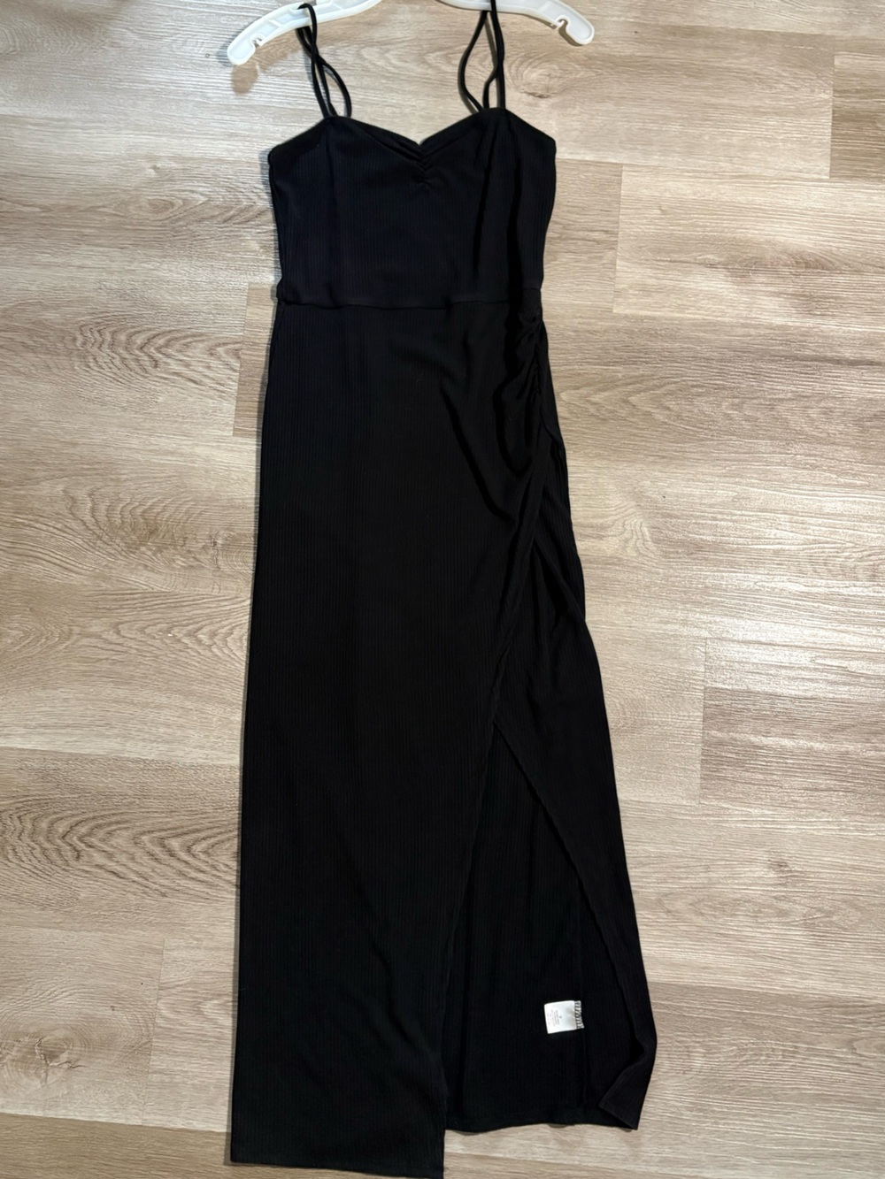 Francesca’s Black Ribbed Midi Dress with Slit - Capsule Piece